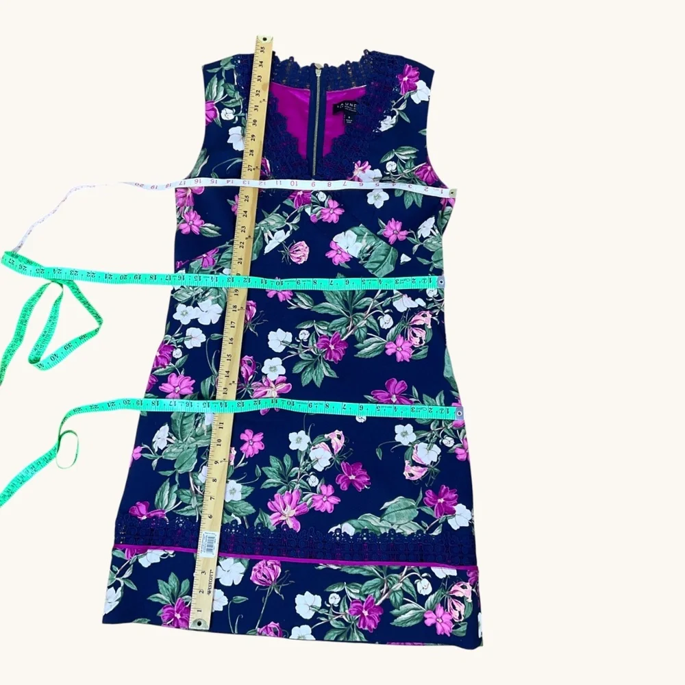 Laundry Shelli Segal Dress Floral Blue Pink Cotton (6) - Picture 5 of 7